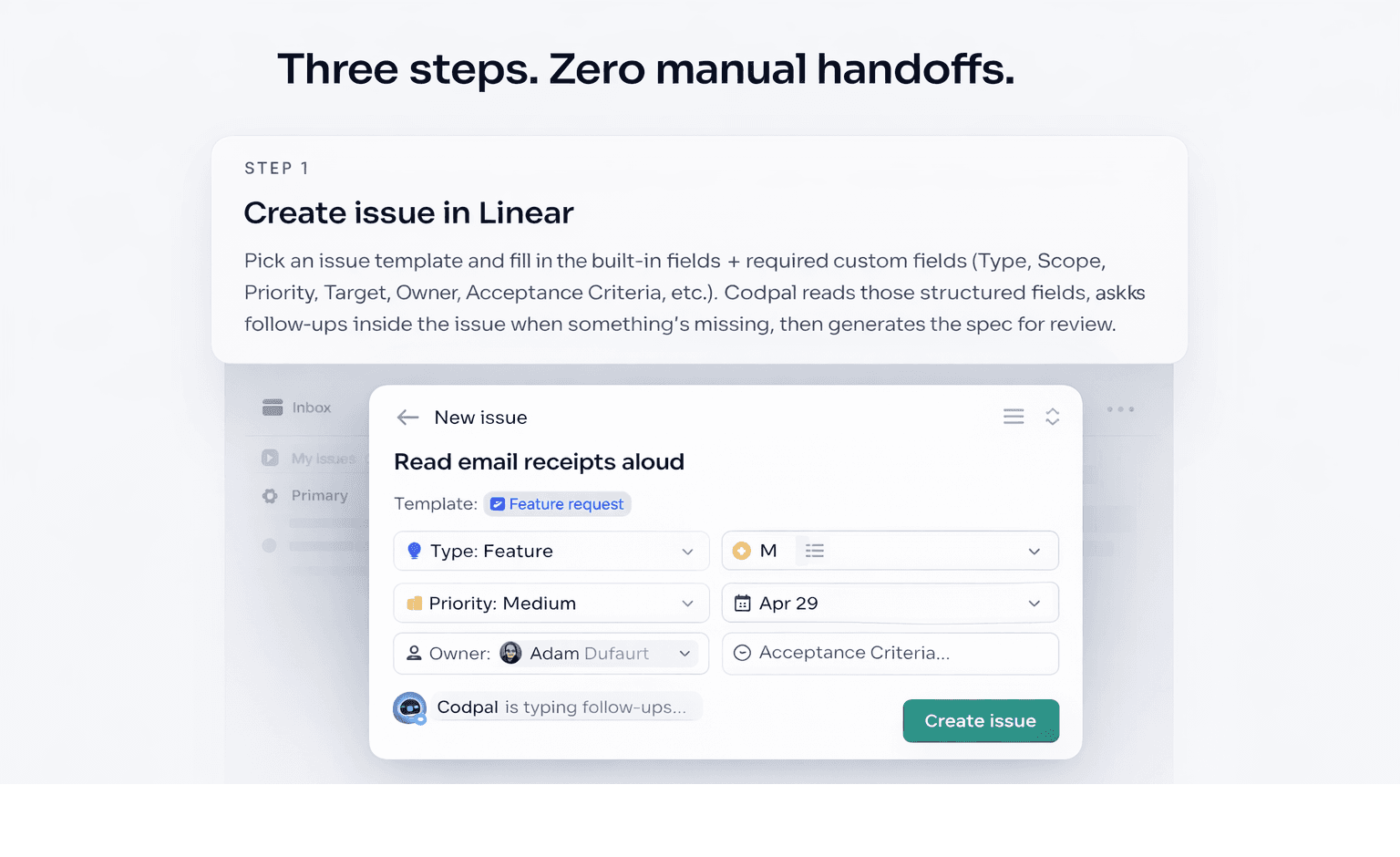 Linear workflow showing spec to merge flow